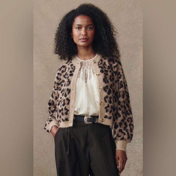THE GREAT. Sweaters - THE GREAT. Windsor Cardigan in Leopard. Size 1.